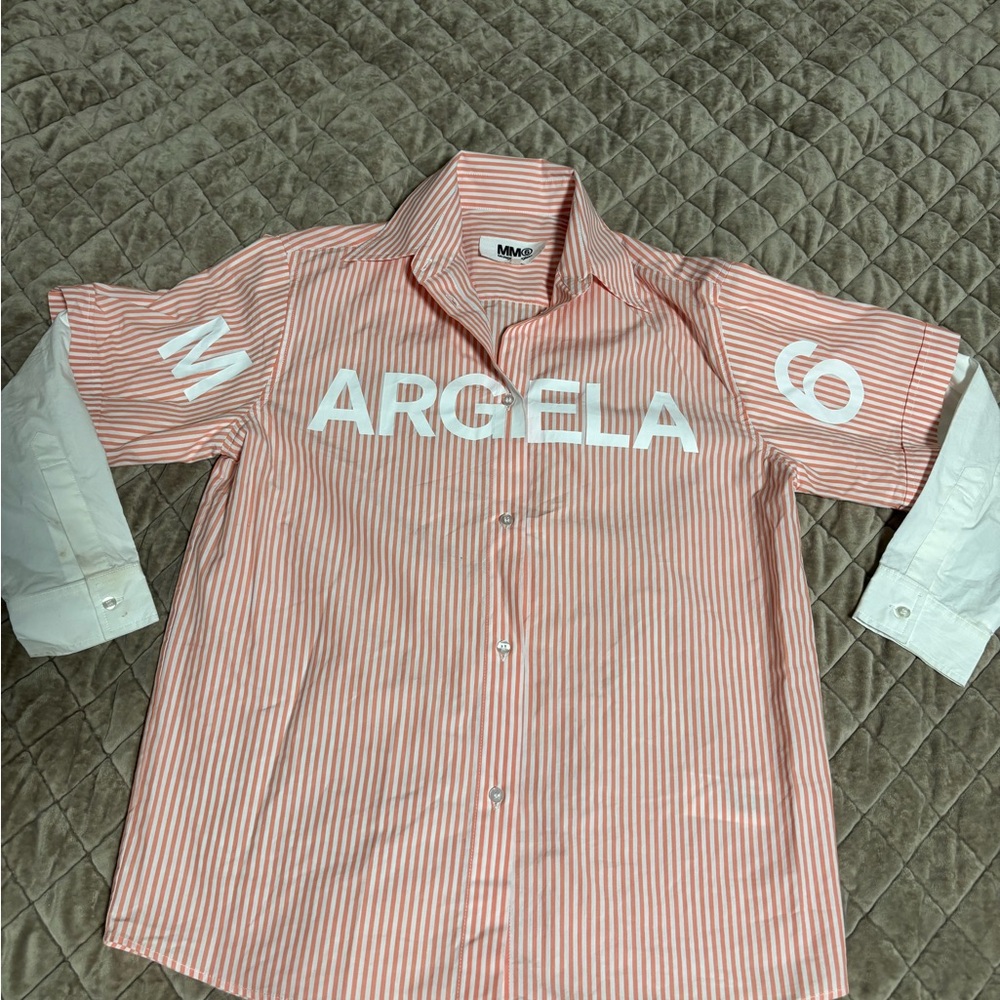 MM6 Maison Martin Margiela Red and White Striped Shirt